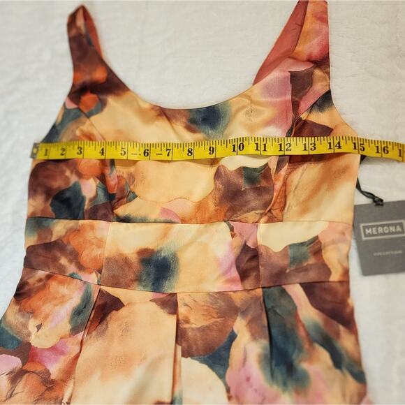 NWT Merona Orange Brown Sleeveless Sheath Watercolor Dress, Size 2 - Picture 11 of 12